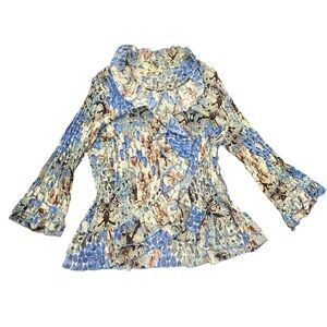 Agora Women's Ruffle Blouse Size Large Sequins Mermaid FairyCore Wedding Party